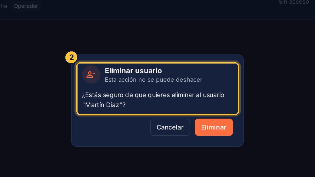 El sistema pide confirmación, porque esta acción no se puede deshacer.
