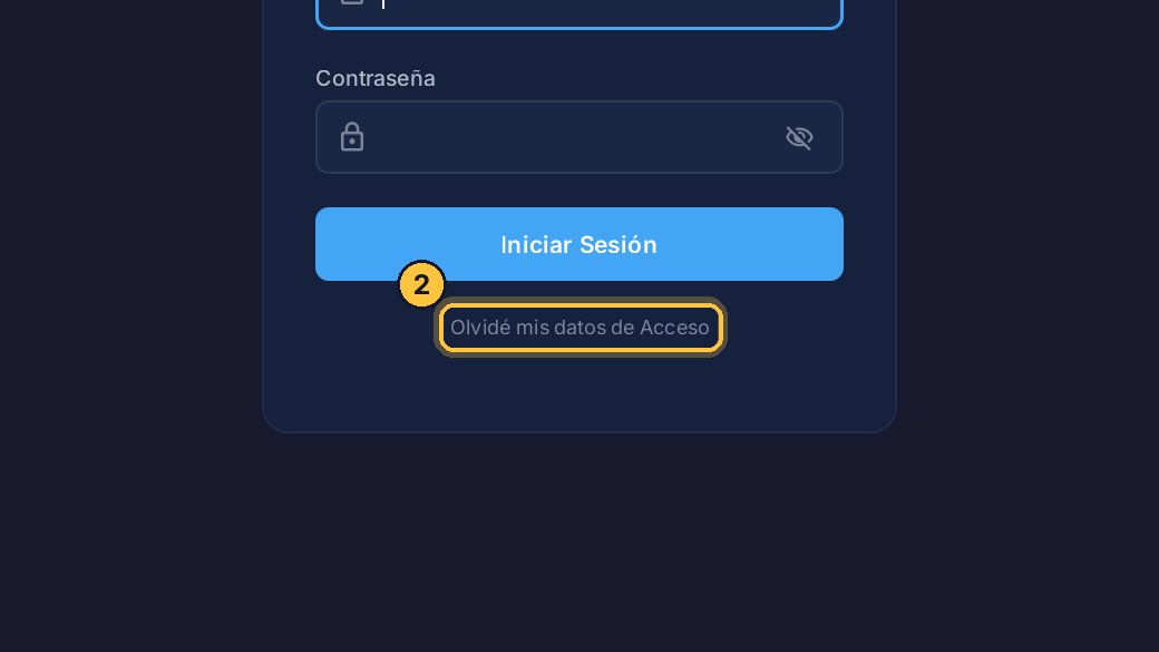 Haz clic en Olvidé mis datos de Acceso.