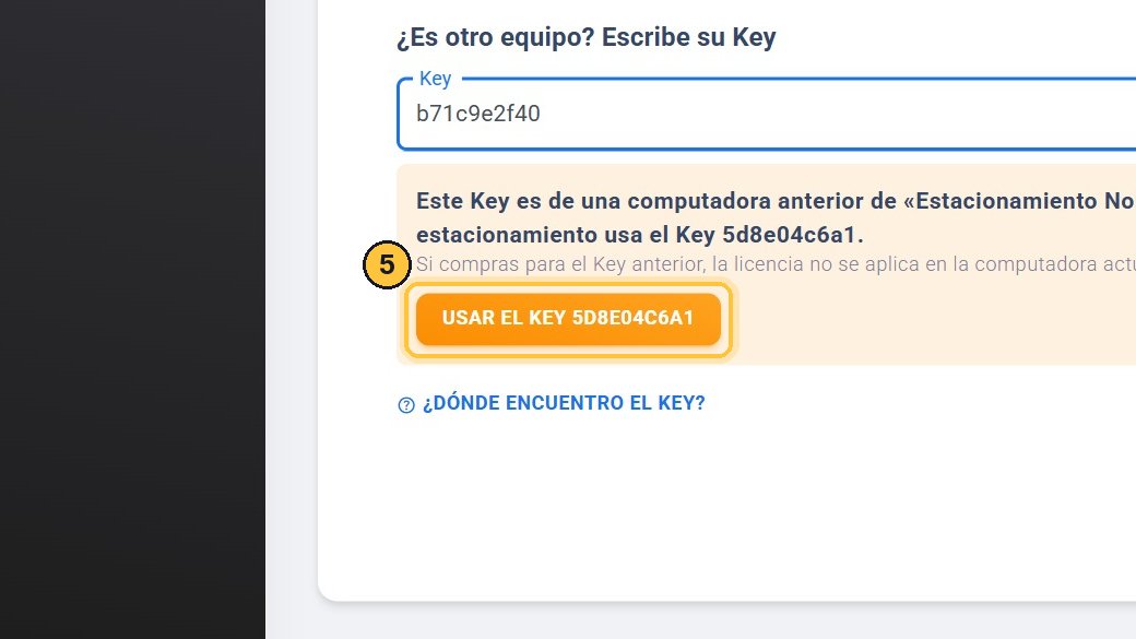 Haz clic en Usar el Key nuevo.