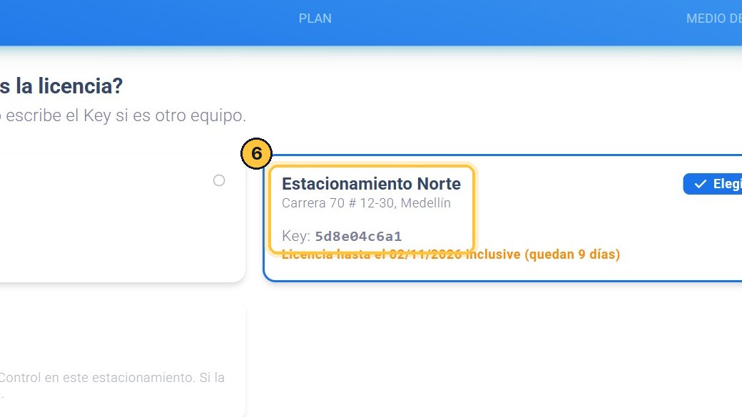 Ahora queda elegido el Estacionamiento Norte, con el Key de su computadora actual.