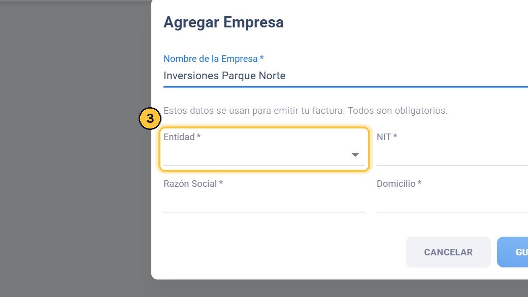 Elige el tipo de entidad.