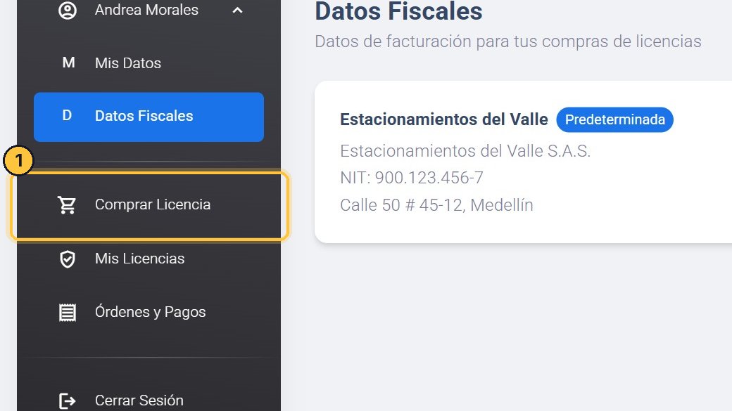 Abre Comprar Licencia, y elige el Estacionamiento Plaza.