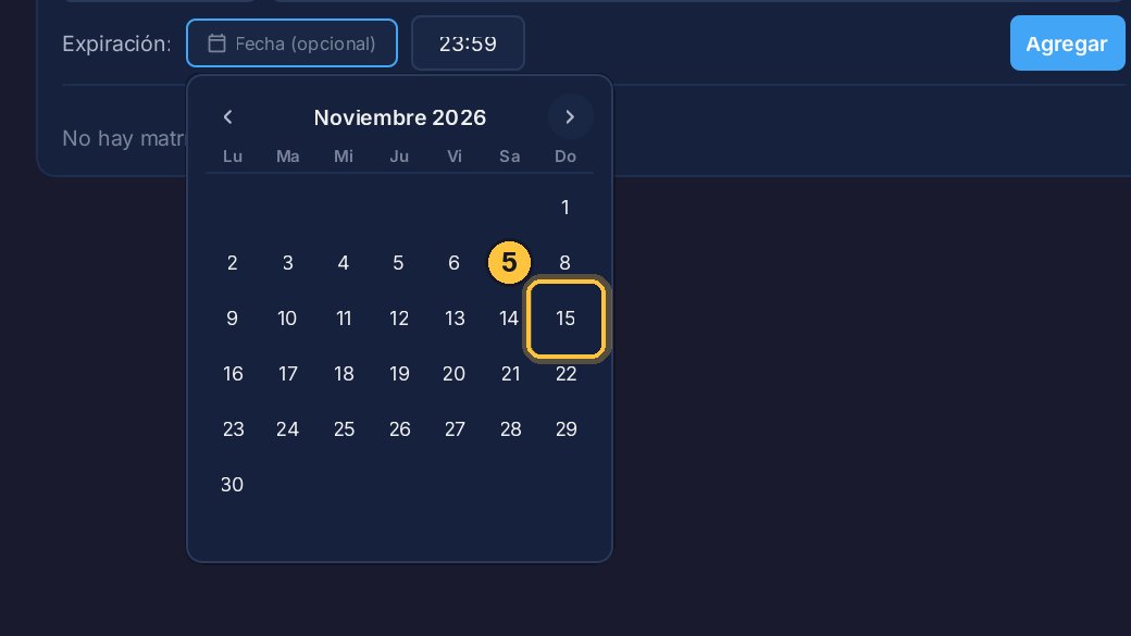 Y elige el día quince.