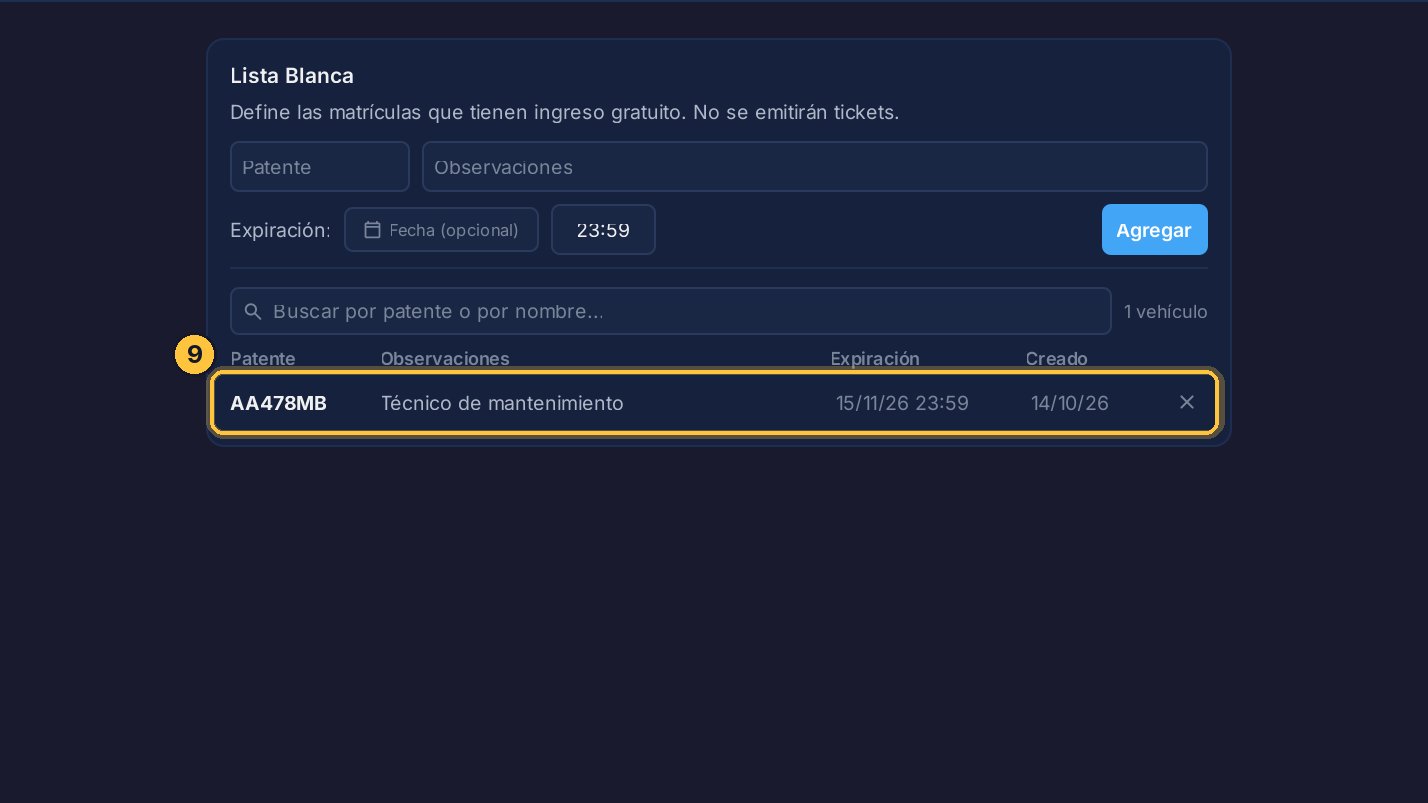 Ya está en la lista, con su fecha. Veamos qué pasa cuando llega a la entrada.