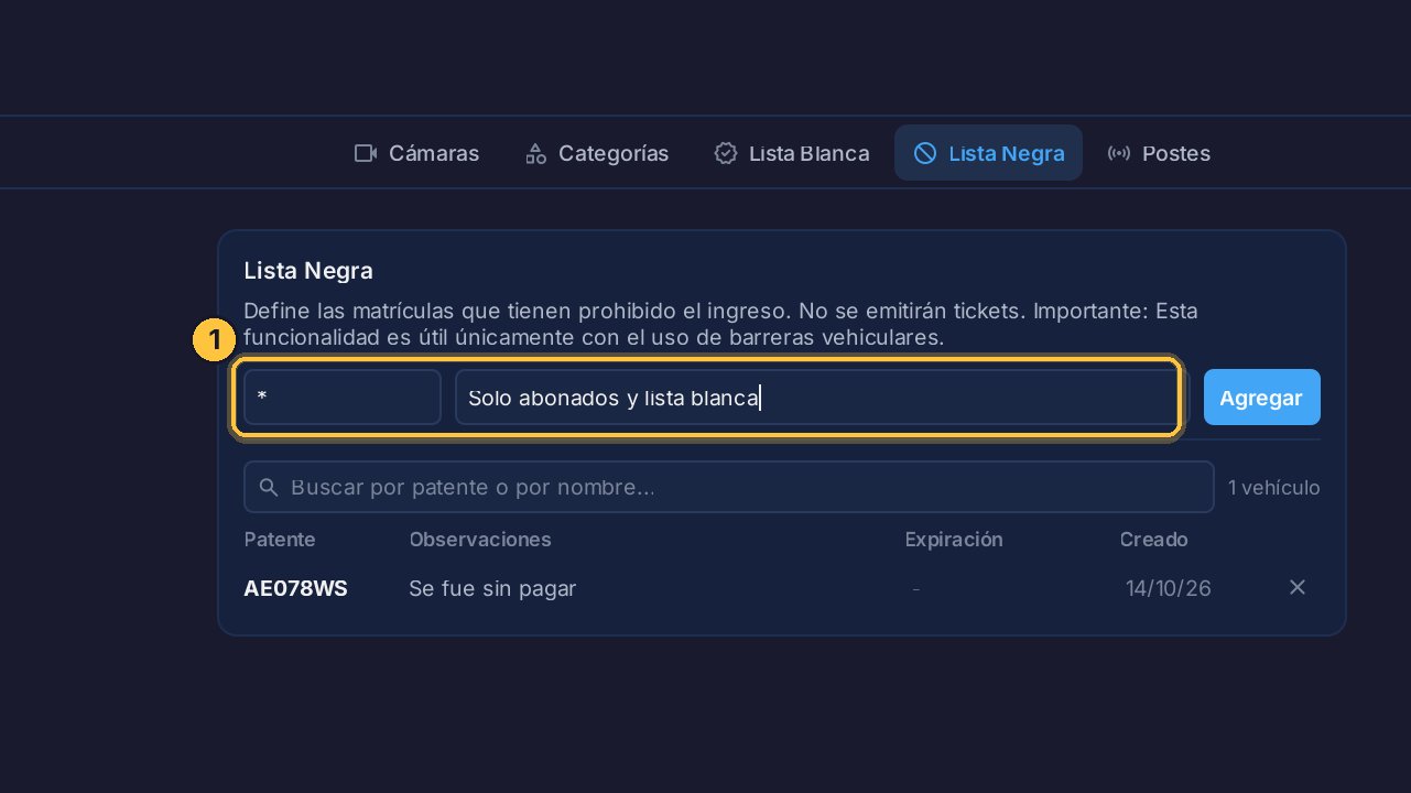 Si agregas un asterisco a la lista negra, solo pueden entrar los abonados y los de la lista blanca.