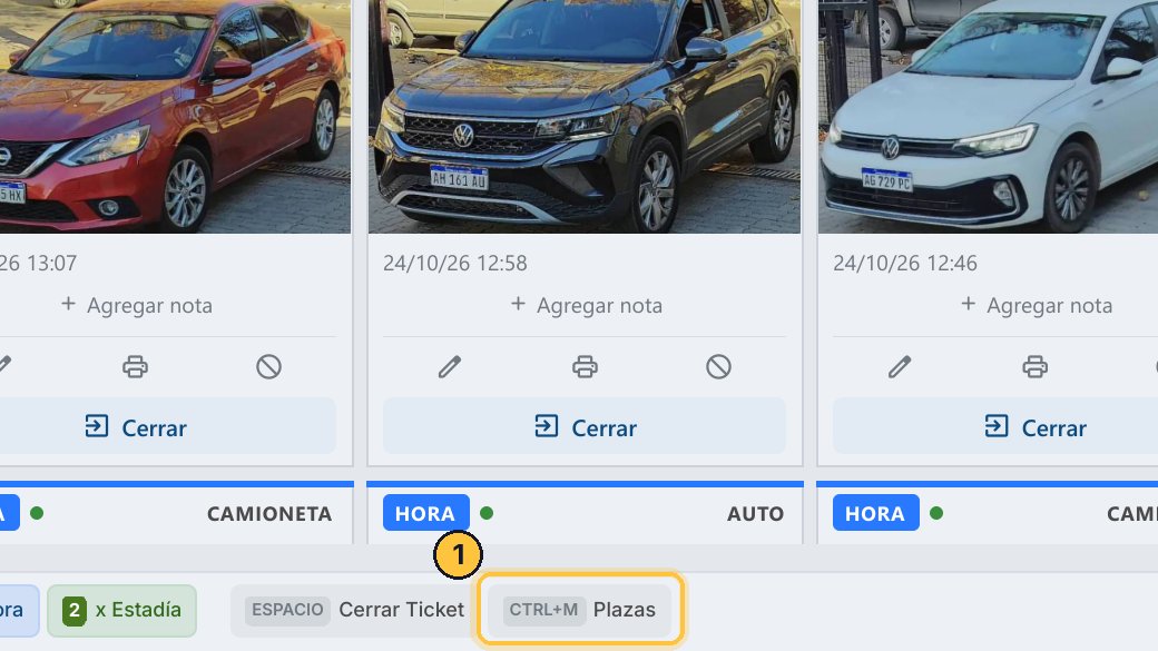 Abre el mapa con el botón Plazas, o con Control y M.