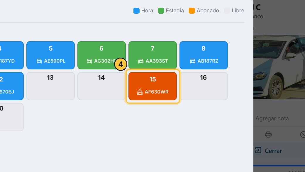 La quince es la plaza fija de un abonado: se le asigna en su vehículo, en Abonados.