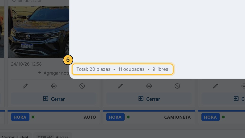 Y abajo, el resumen: cuántas plazas hay, cuántas están ocupadas y cuántas libres.