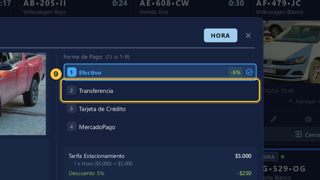Transferencia ahora es la número dos, y Tarjeta de Débito ya no aparece.