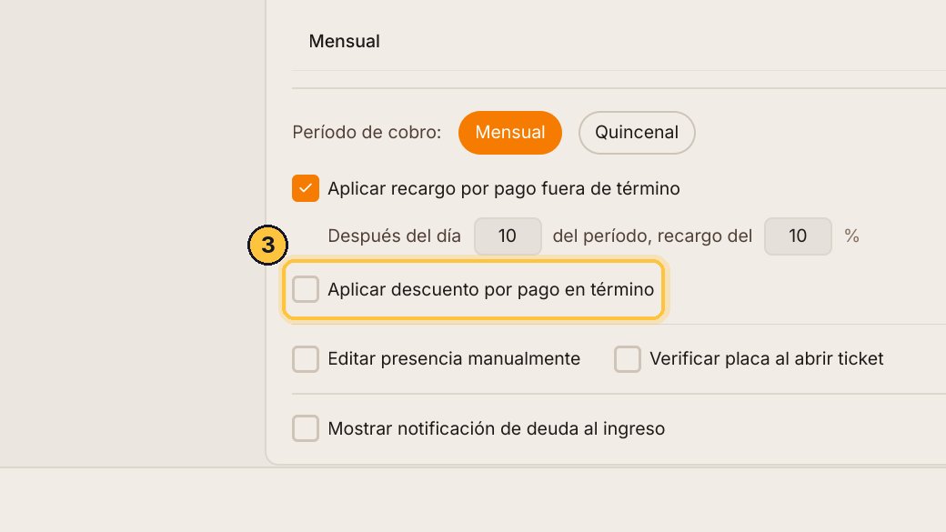 O, al revés, un descuento para el que paga antes de ese día. Son excluyentes: al activar el descuento, el recargo se apaga solo.