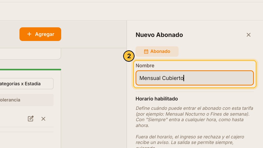 Escribe el nombre: Mensual Cubierto. El horario lo dejas en Siempre.