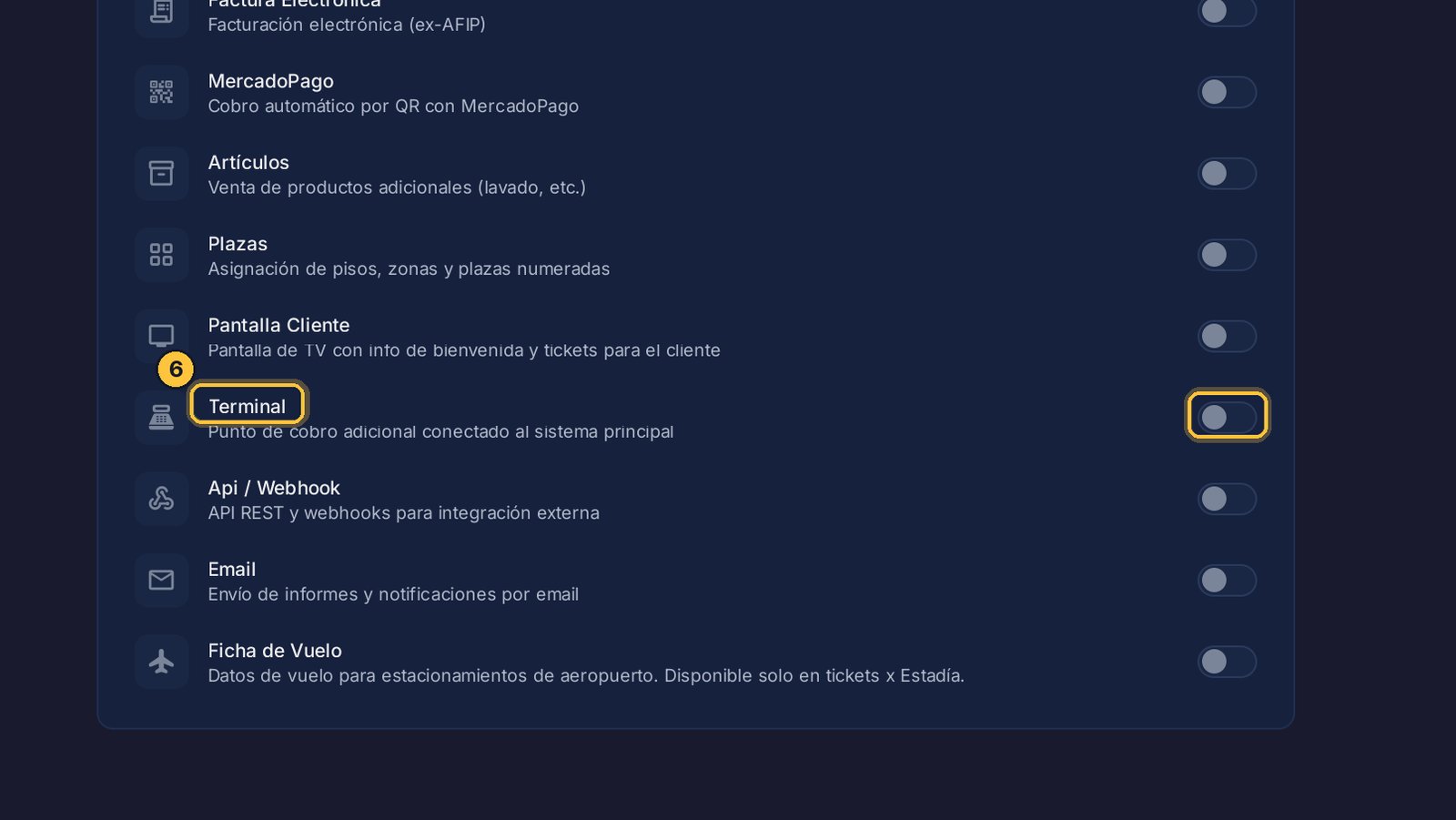 Terminal permite registrar ingresos desde otra computadora, un teléfono o una tablet, fuera de la cabina. Es muy útil si no tienes cámaras.