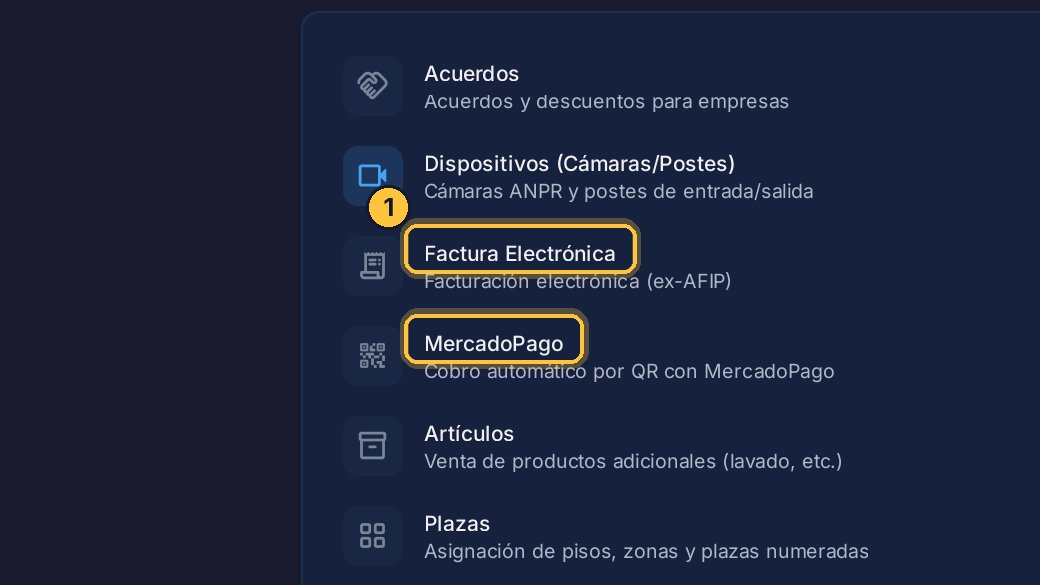 Algunos módulos aparecen según el país. Factura Electrónica y MercadoPago, por ahora, están disponibles solo en Argentina.