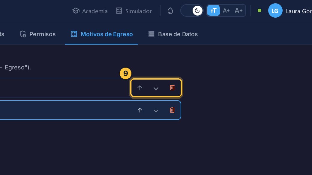 Con las flechas cambias el orden, y con la papelera borras un motivo.