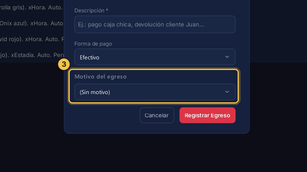 Ahora, además del importe y la descripción, el egreso permite elegir un motivo.