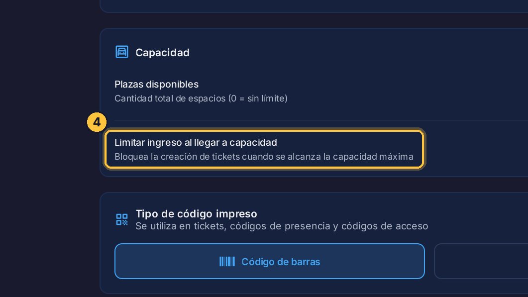cuando el estacionamiento se llena, el sistema no deja crear más tickets.