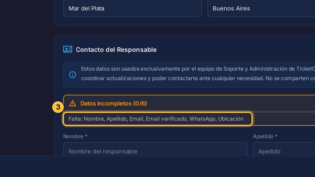El aviso naranja te dice qué falta completar.