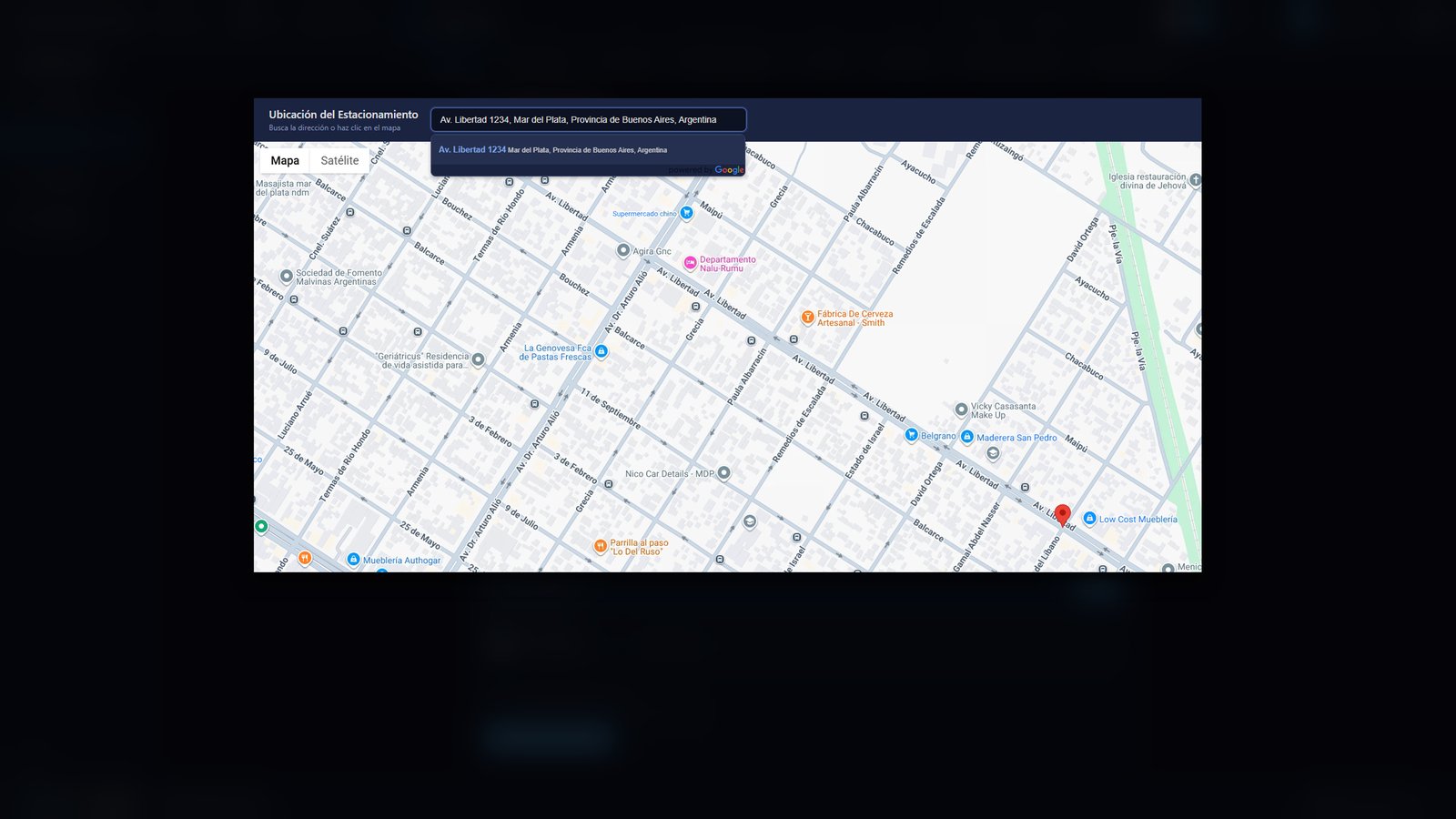 Ahí buscas la dirección, o haces clic en el mapa.