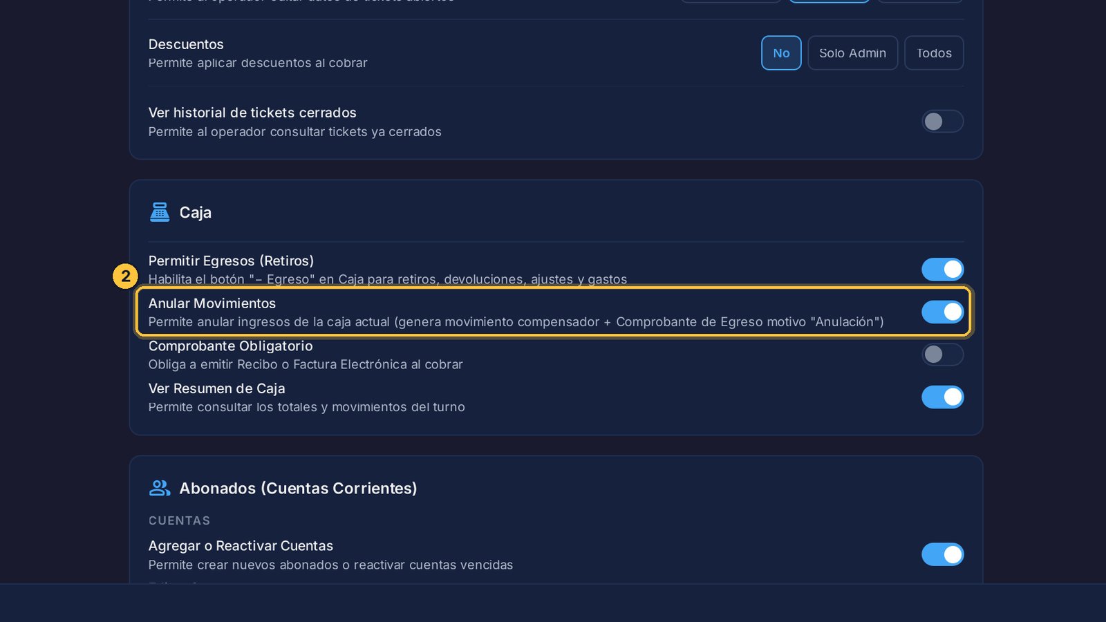 Anular Movimientos le permite anular un ingreso ya registrado en su caja.