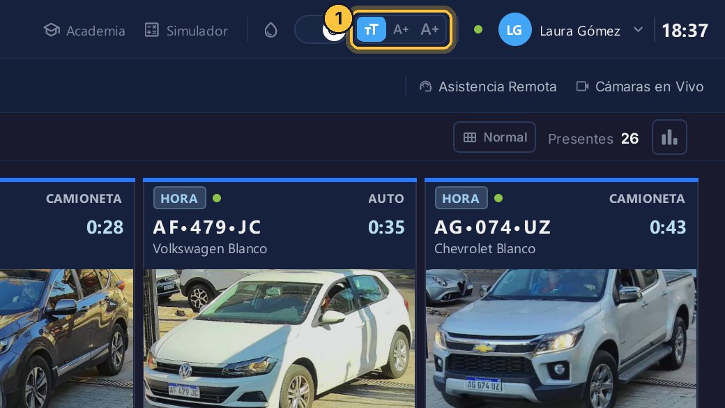 Con estos botones eliges el tamaño: normal, grande o más grande. Prueba con el más grande.
