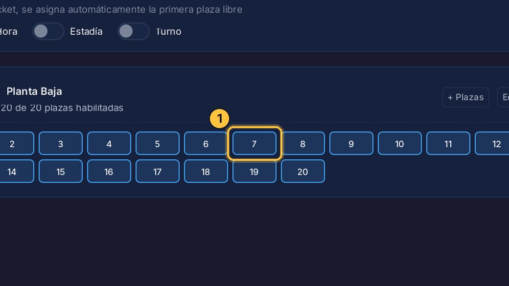 Haz clic sobre la plaza que quieres deshabilitar. Por ejemplo, la siete.
