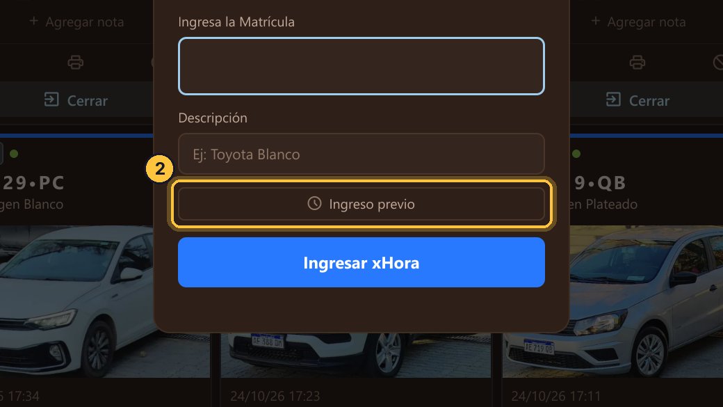 Antes de confirmar, haz clic en Ingreso previo.