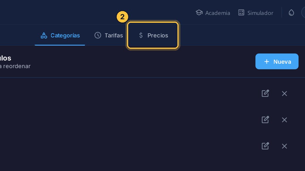 Y abre Precios.