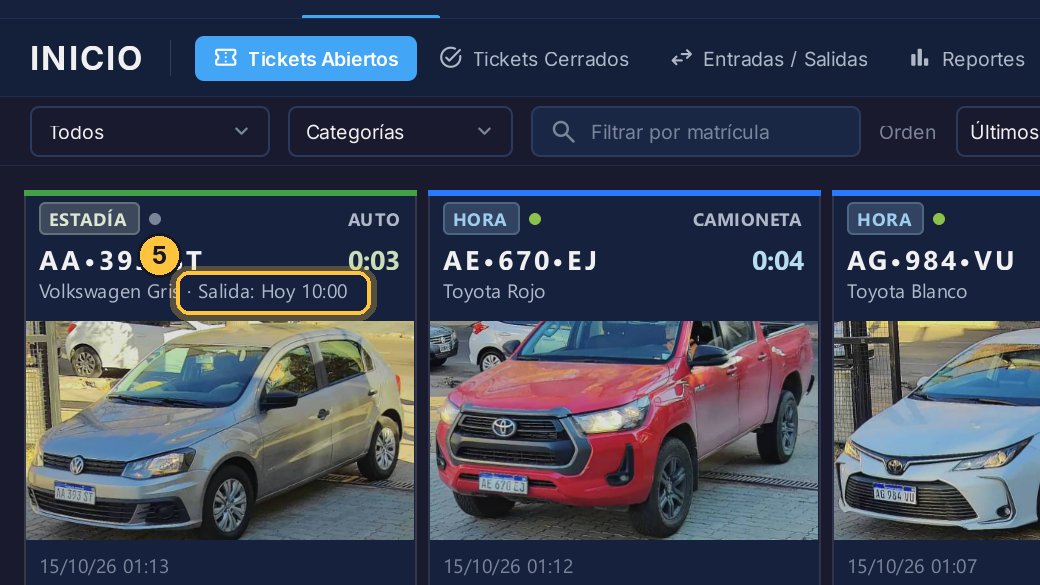 La hora de salida, debajo de la matrícula, es la estimada.