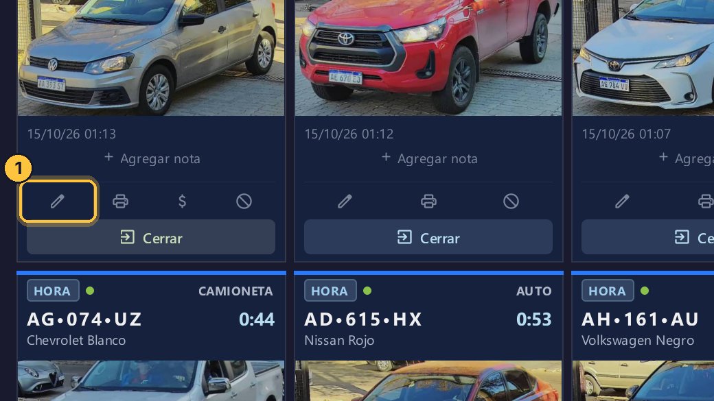 Si la cámara leyó mal una matrícula, o no la pudo leer, corrígela en el ticket, con el lápiz.