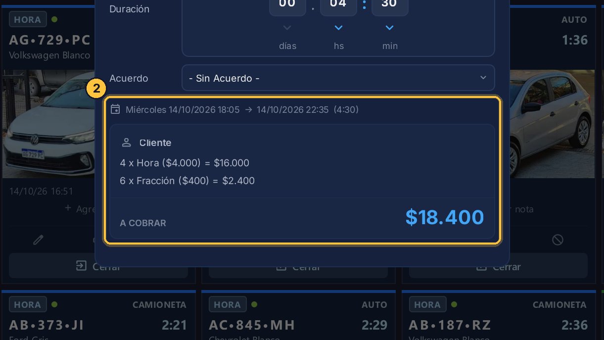 Por hora y fracciones, dieciocho mil cuatrocientos.