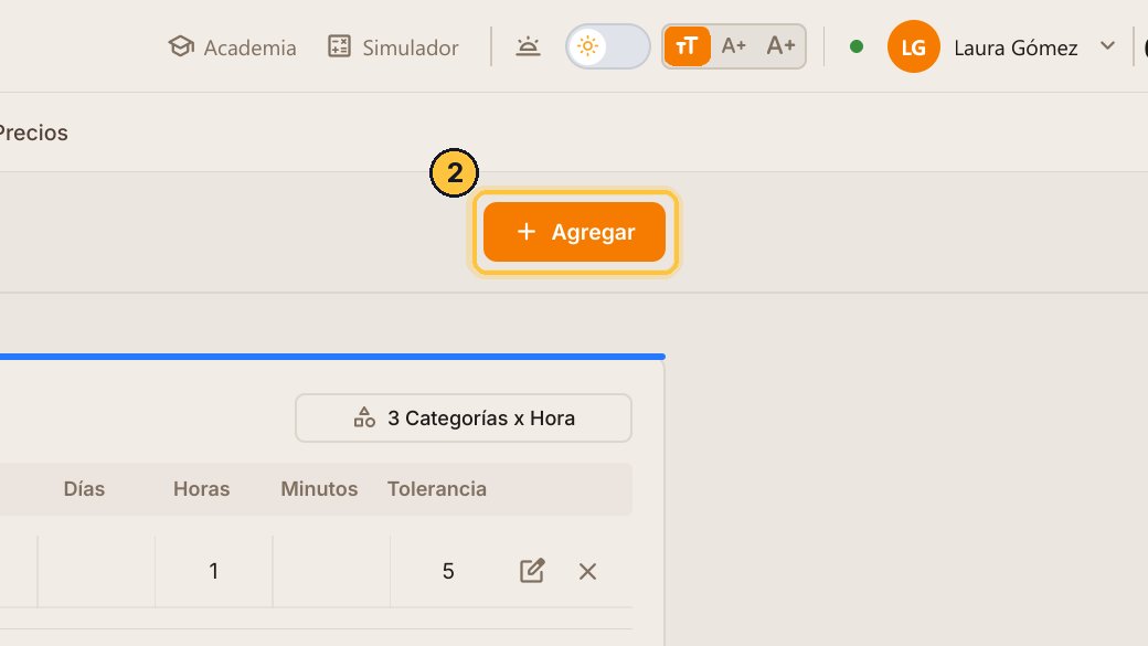 Haz clic en Agregar y elige Tipo Hora.