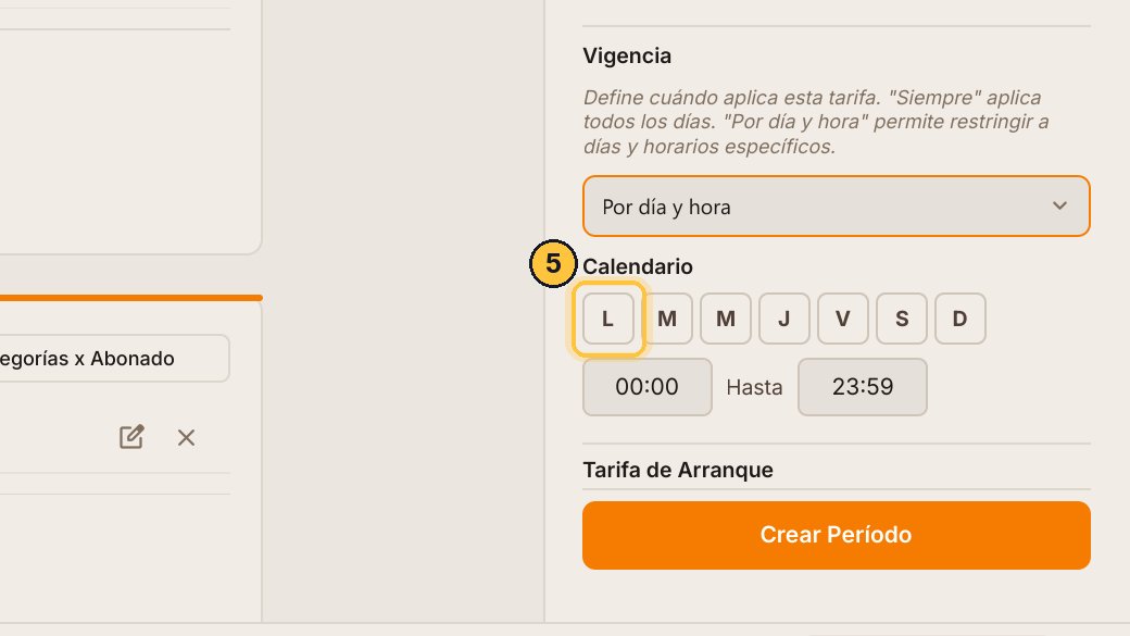 Marca los días: de lunes a viernes.