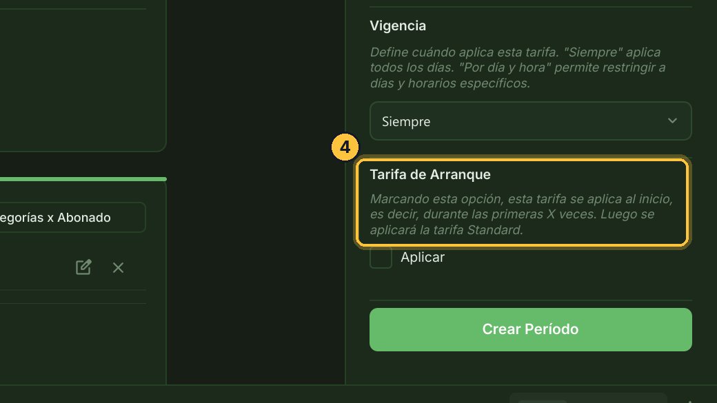 Más abajo está la tarifa de arranque: se cobra al principio, las primeras veces, y después sigue la tarifa normal.