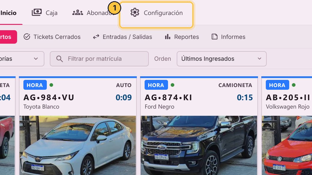 Entra a Configuración y, en el Tarifario, abre Tarifas.