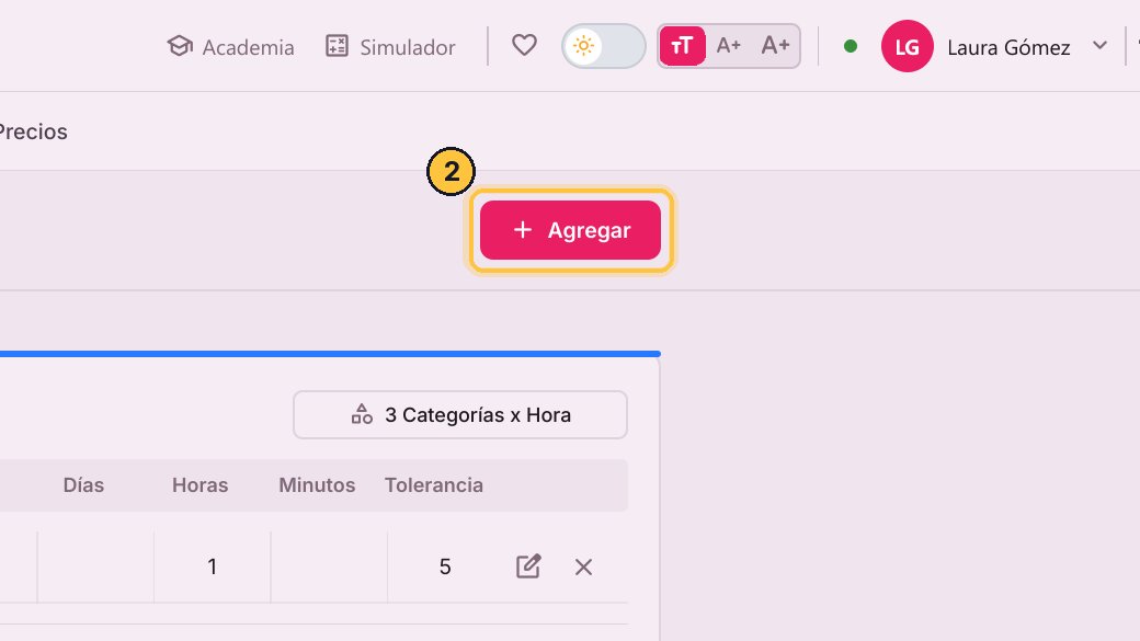 Haz clic en Agregar y elige Tarifa Plana.
