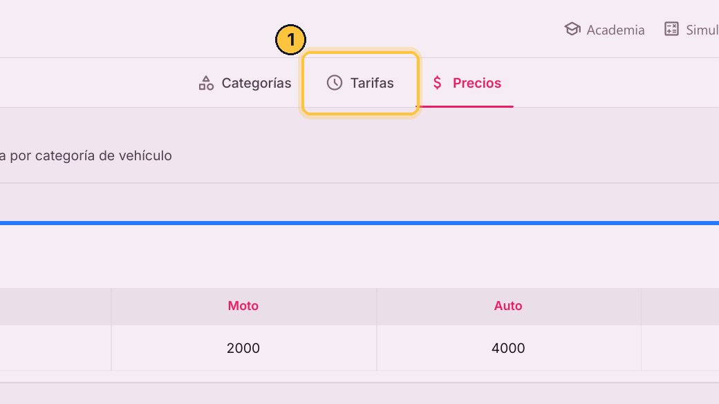 Vuelve a Tarifas. En la tarifa plana, la opción Aplicar Tarifa Plana una sola vez por ticket.