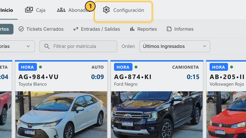 Entra a Configuración y, en el Tarifario, abre Tarifas.