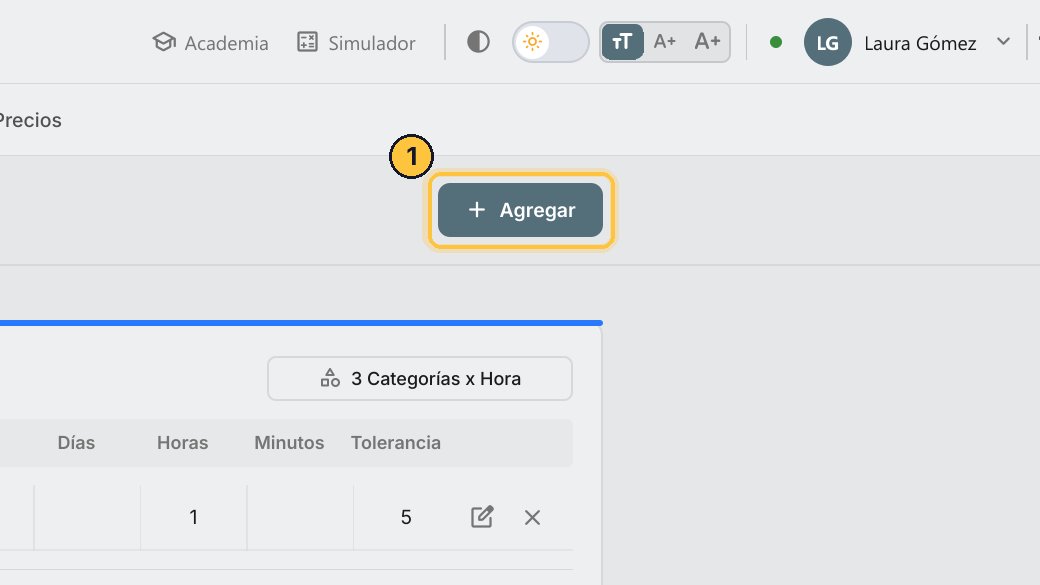 Haz clic en Agregar y elige Tipo Estadía.