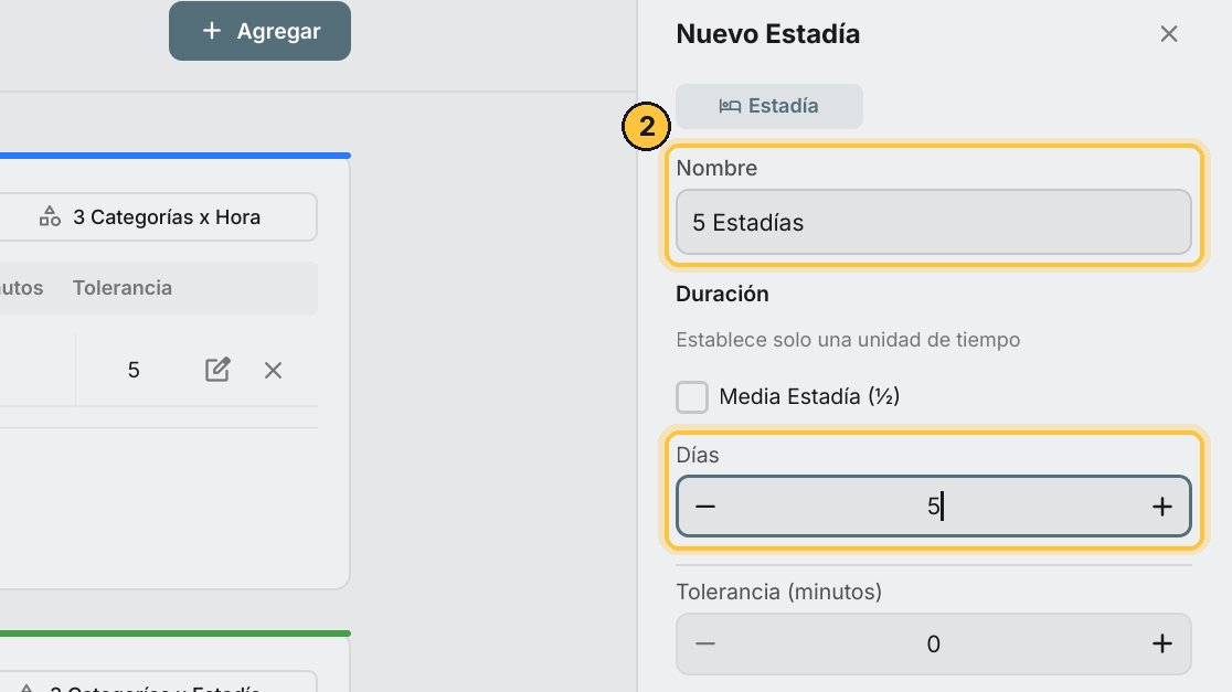 Escribe el nombre y cuántos días dura: por ejemplo, cinco estadías.
