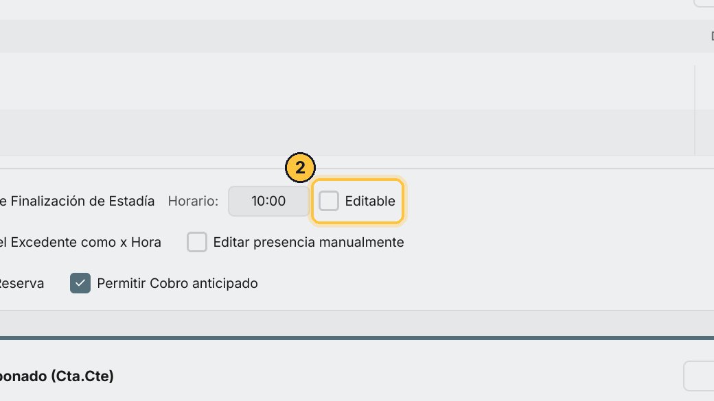 Con Editable, el cajero puede cambiar esa hora al registrar el ingreso: por ejemplo, para un cliente que avisa a qué hora va a retirar el vehículo.