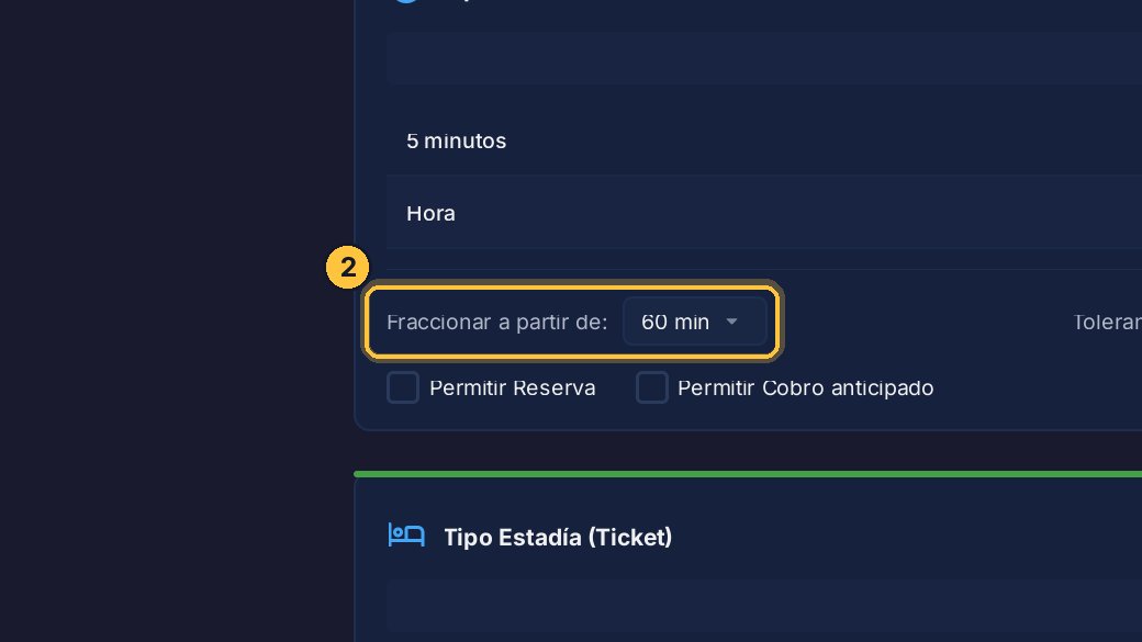 Los bloques más chicos se ignoran hasta cubrir el elegido: la primera hora se cobra entera, y después, de a cinco minutos.