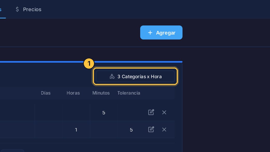 Con este botón eliges qué categorías usan la tarifa por hora.