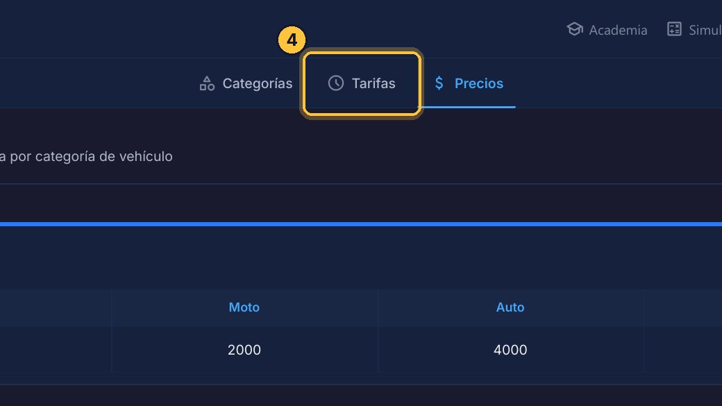 El excedente por hora se elige en Tarifas: vuelve a Tarifas, en la tarifa por turno.
