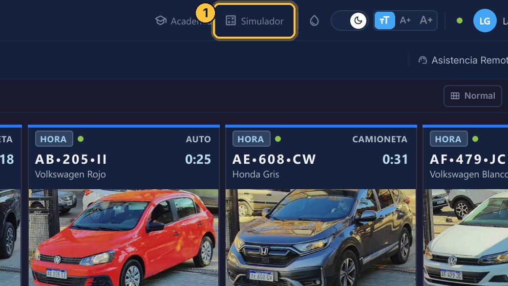 Abre el Simulador y elige el turno y el auto.