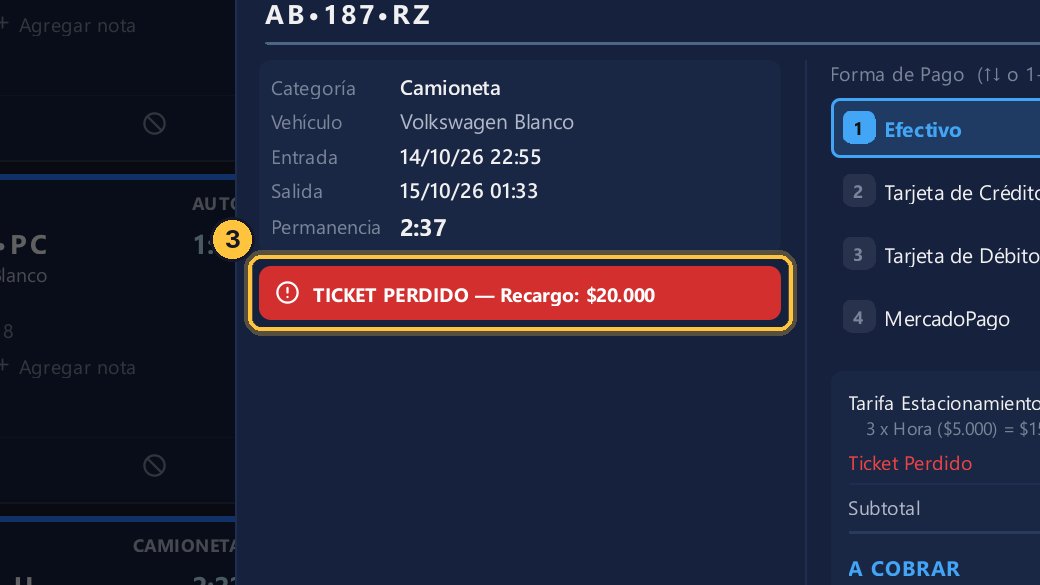 El sistema lo cobra como ticket perdido.
