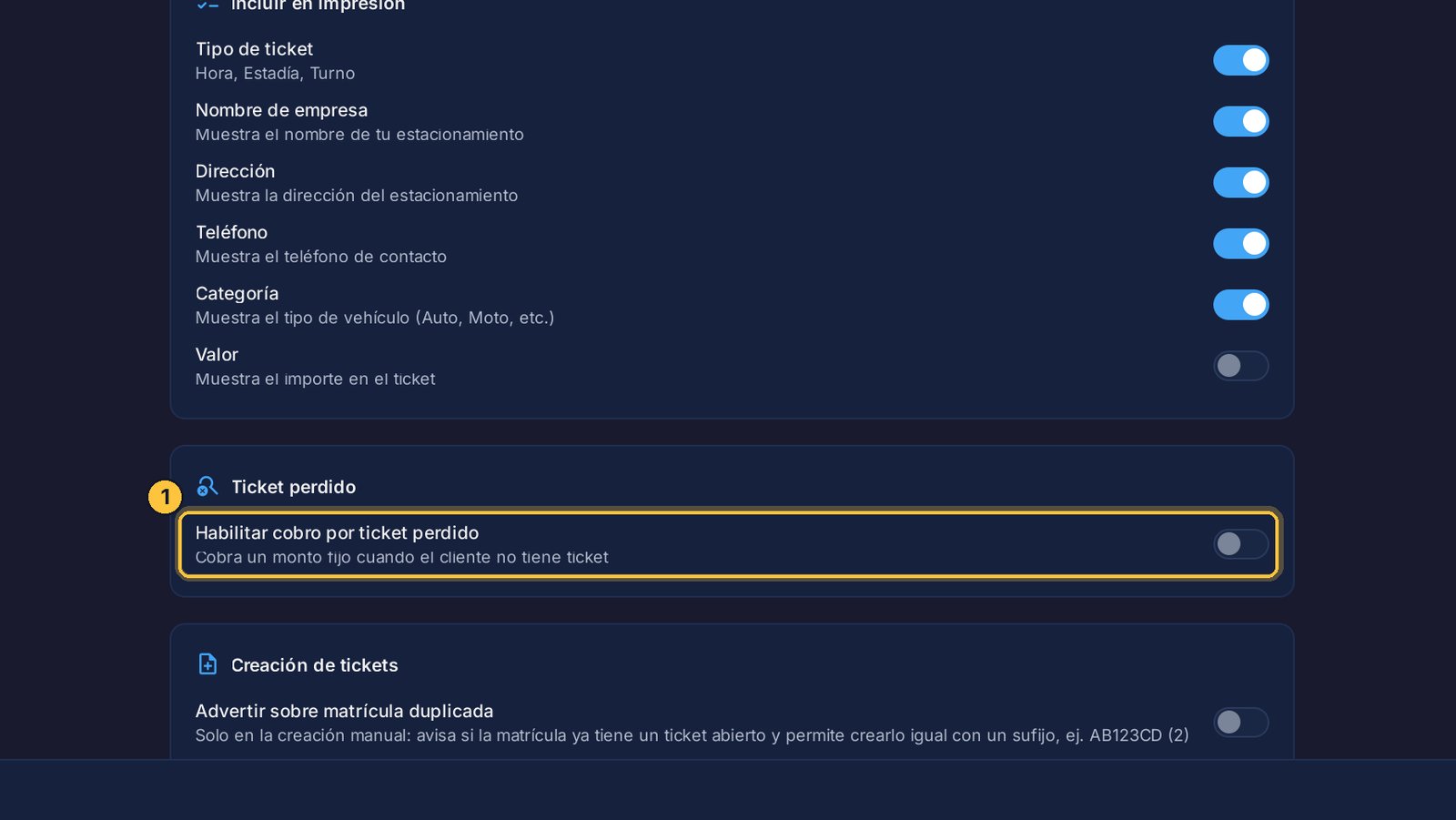 El cobro por ticket perdido cambia la forma de cobrar, y ayuda a cuidar el dinero de la caja. Tiene su propio video.