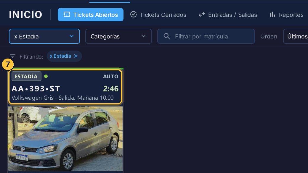 Queda solo lo que está por estadía, con su salida estimada.